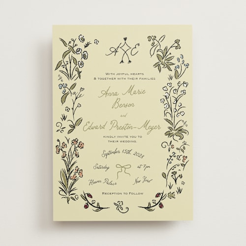 This is a moss wedding invitations with standard by Helena Vitto called love rests in a garden printing on signature in standard