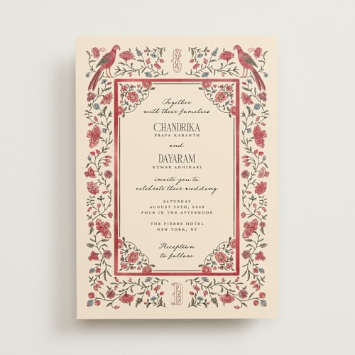This is a almond wedding invitations with standard by Jenna Holcomb called tapestry printing on signature in standard