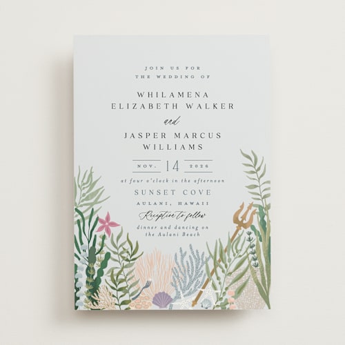 This is a sea wedding invitations with standard by Alethea and Ruth called part of your world from disney's little mermaid printing on signature in standard