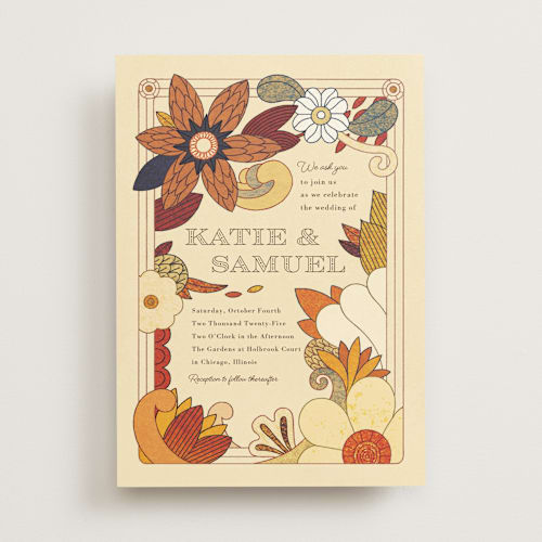 This is a umber wedding invitations with standard by Morgan Ramberg called nouveau love printing on signature in standard