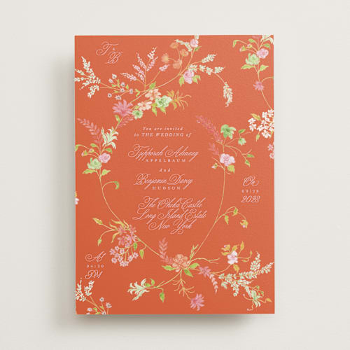 This is a verona sunset wedding invitations with standard by Phrosné Barwood called whimsey floral printing on signature in standard
