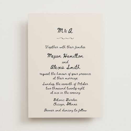 This is a lace wedding invitations with standard by Cass Loh called simple monogram printing on signature in standard