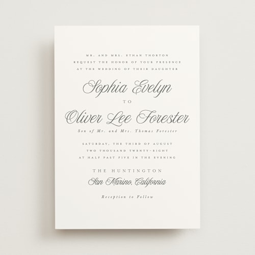 This is a graphite wedding invitations with standard by Leah Bisch called beautiful day printing on signature in standard