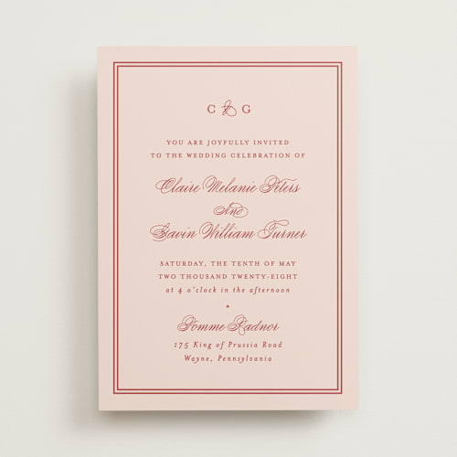 This is a sunset wedding invitations with standard by Carolyn MacLaren called timeless together printing on signature in standard