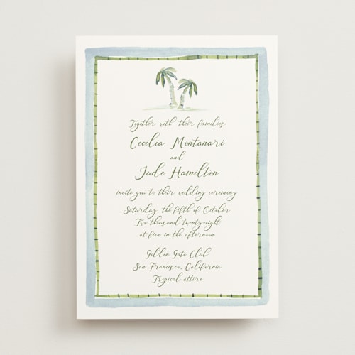 This is a celeste wedding invitations with standard by Pati Cascino called alento printing on signature in standard