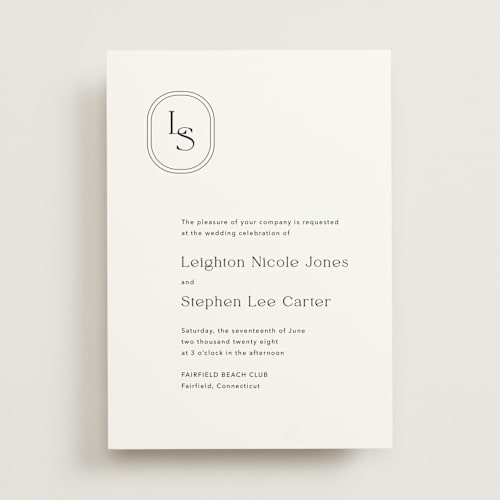 This is a onyx wedding invitations with standard by Jennifer Postorino called leighton printing on signature in standard