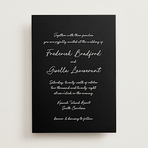 This is a raven wedding invitations with standard by chocomocacino called strazzate printing on signature in standard