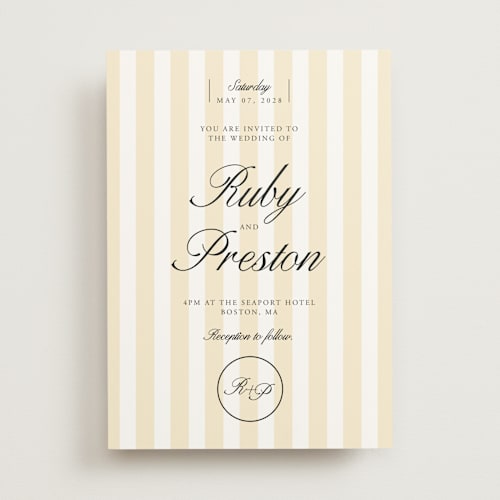 This is a sunshine wedding invitations with standard by Jen Ramsey called elegant and formal printing on signature in standard