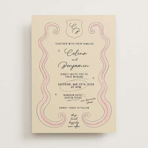 This is a linen wedding invitations with standard by Helena Vitto called modern fairy tale printing on signature in standard