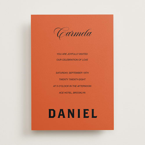 This is a amaro wedding invitations with standard by Claire called bold and demure printing on signature in standard