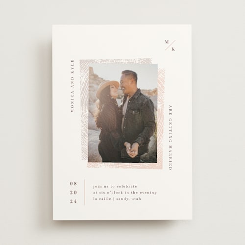 This is a blossom wedding invitations with standard by Robin Ott called engrained printing on triplethick in standard