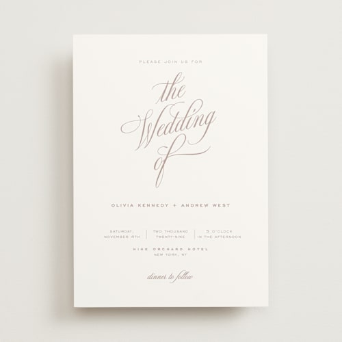 This is a oyster wedding invitations with standard by Eric Clegg called modern romance printing on signature in standard