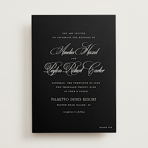 This is a midnight wedding invitations with standard by Kelly Schmidt called hilton printing on signature in standard