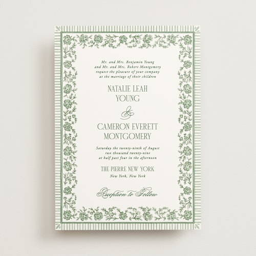 This is a ivy wedding invitations with standard by Jenna Holcomb called embroidered printing on signature in standard