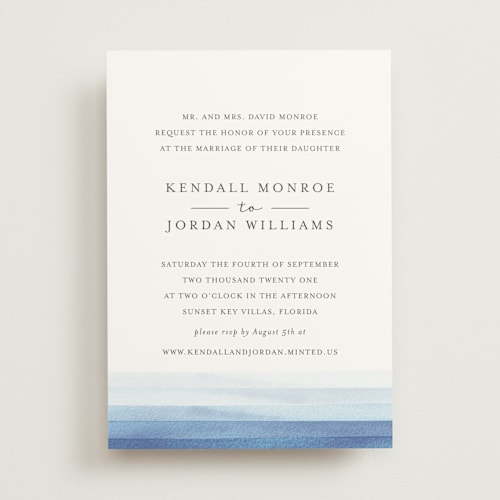 This is a azure wedding invitations with standard by Bethan called watercolour stripe printing on signature in standard