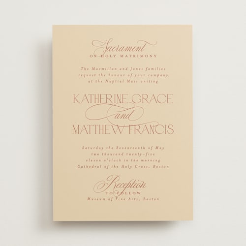 This is a sunset wedding invitations with standard by Heather Cairl called sacrament printing on signature in standard