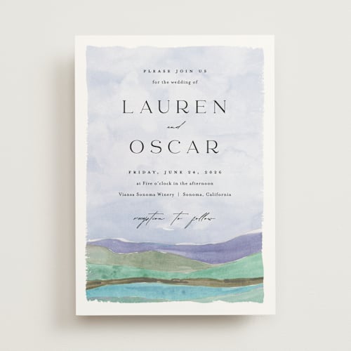 This is a pacific wedding invitations with standard by Pixel and Hank called countryside printing on signature in standard