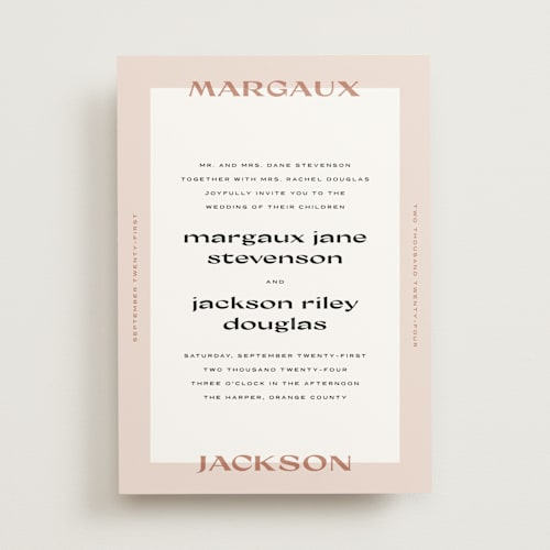 This is a sand wedding invitations with standard by Lindsay Stetson Thompson called margaux printing on signature in standard