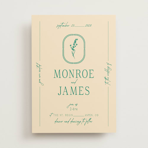 This is a emerald wedding invitations with standard by Jen Ramsey called classic and floral printing on signature in standard