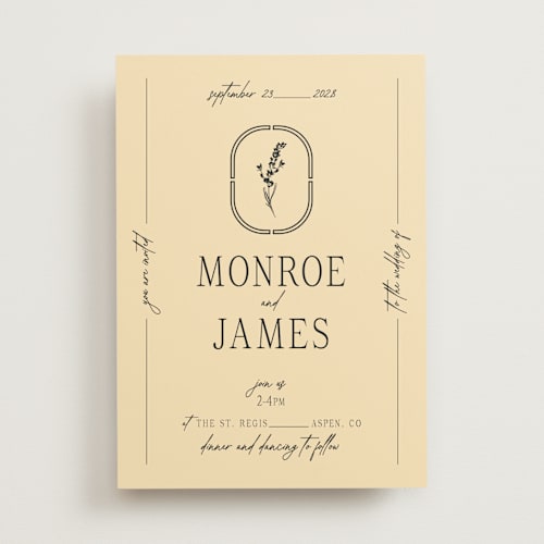 This is a noir wedding invitations with standard by Jen Ramsey called classic and floral printing on signature in standard