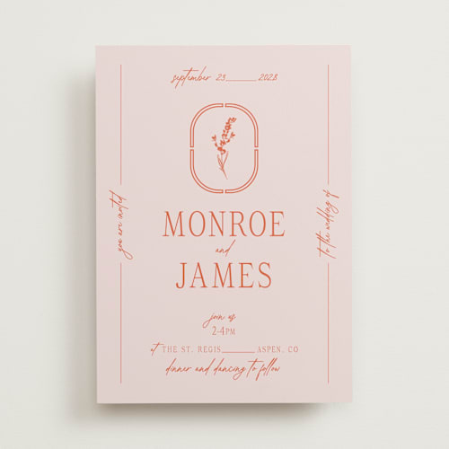 This is a sunset wedding invitations with standard by Jen Ramsey called classic and floral printing on signature in standard