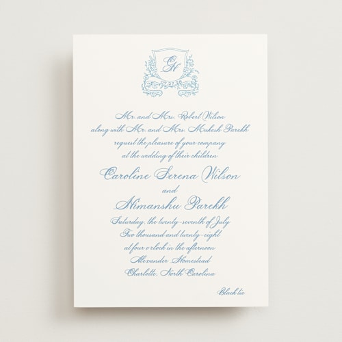 This is a capri wedding invitations with standard by Creo Study called royalty printing on signature in standard