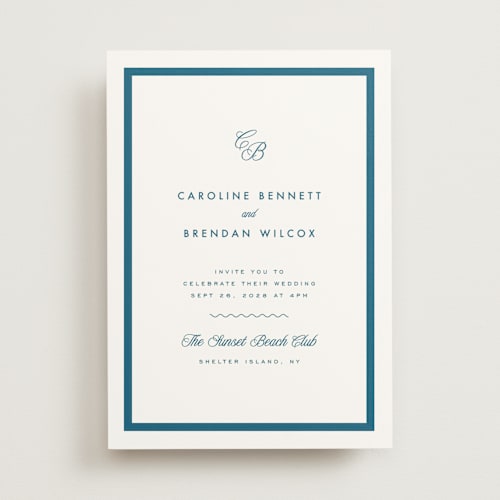 This is a ocean wedding invitations with standard by Kelly Schmidt called coast printing on signature in standard