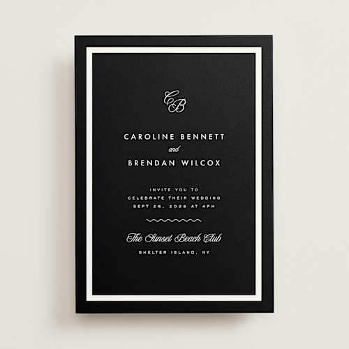 This is a midnight wedding invitations with standard by Kelly Schmidt called coast printing on signature in standard