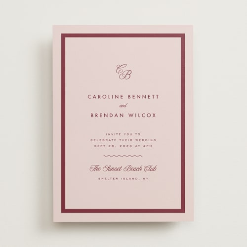 This is a sunset wedding invitations with standard by Kelly Schmidt called coast printing on signature in standard