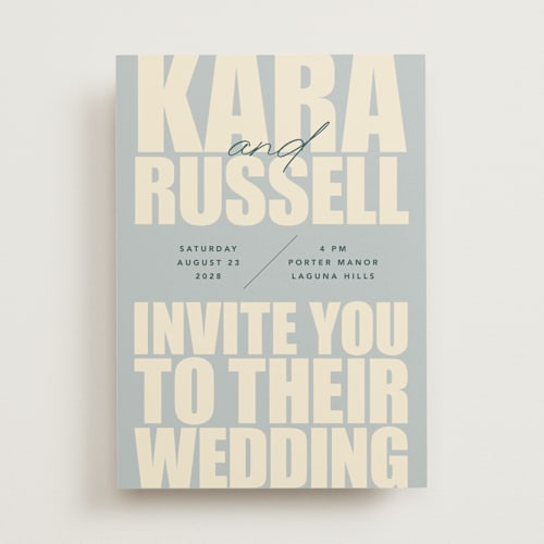 This is a dew wedding invitations with standard by Stacey Day called typographical poster printing on signature in standard