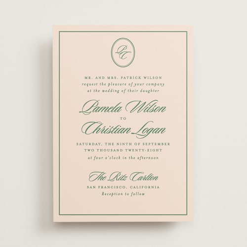 This is a emerald wedding invitations with standard by Creo Study called scripted printing on signature in standard