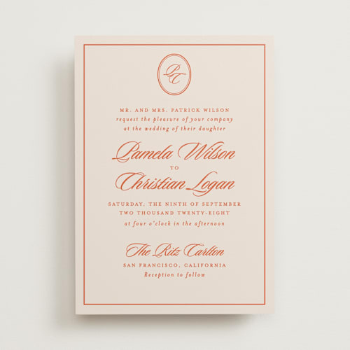 This is a sunset wedding invitations with standard by Creo Study called scripted printing on signature in standard