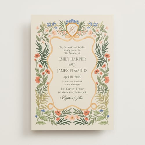 This is a garden wedding invitations with standard by Elly called garden heirloom printing on signature in standard