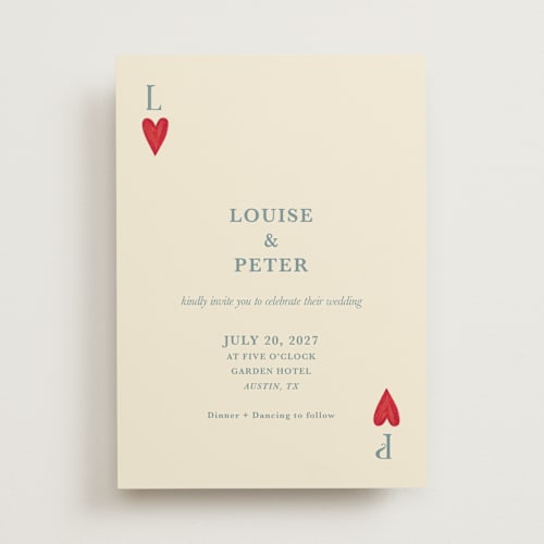 This is a dream wedding invitations with standard by Helena Vitto called red hearts printing on signature in standard