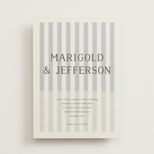 This is a smoke wedding invitations with standard by Kelly Watkins called stripes printing on signature in standard