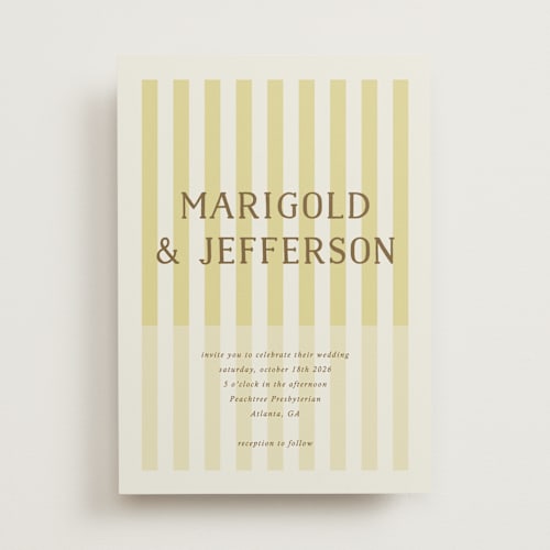This is a citrine wedding invitations with standard by Kelly Watkins called stripes printing on signature in standard