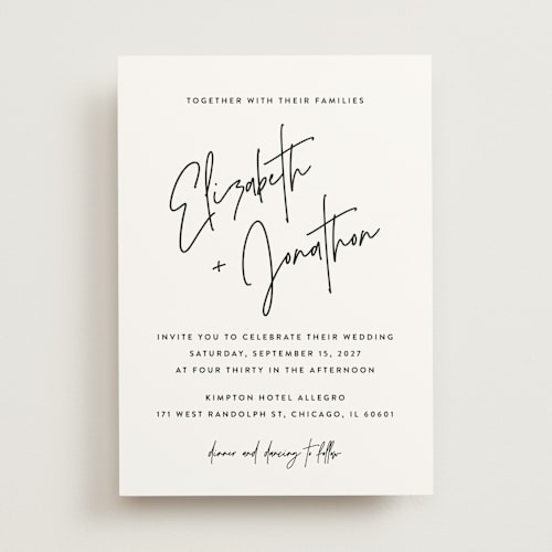 This is a snow wedding invitations with standard by JoAnn Jinks called marked printing on signature in standard