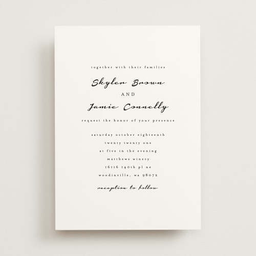 This is a cloud wedding invitations with standard by Angela Garrick called dressed in white printing on signature in standard