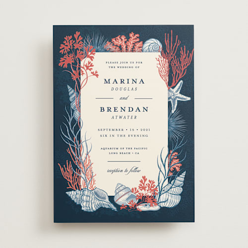 This is a deep blue wedding invitations with standard by Paper Sun Studio called deep blue printing on signature in standard