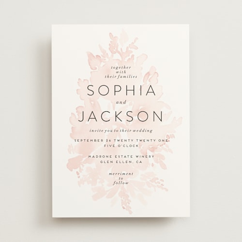 This is a blush wedding invitations with standard by Petra Kern called ethereal bouquet printing on signature in standard