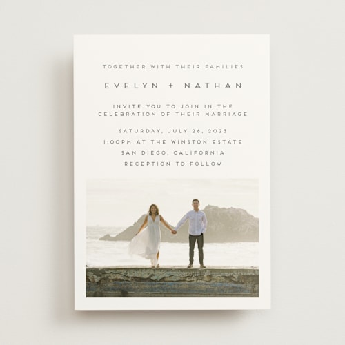 This is a porcelain wedding invitations with standard by Nicole Walsh called grounded in love printing on signature in standard
