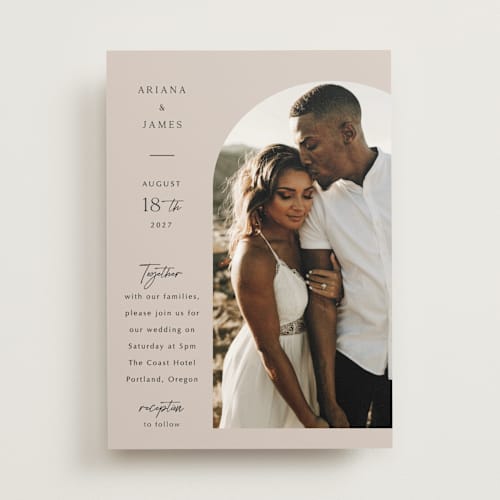 This is a stone wedding invitations with standard by Elly called the arch printing on triplethick in standard