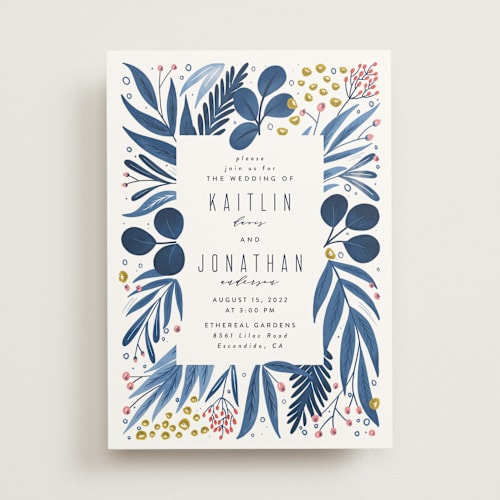 This is a seaside wedding invitations with standard by Joanna Griffin called paradise printing on signature in standard