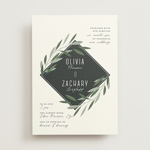 This is a spring wedding invitations with standard by Gwen Bedat called oliviers printing on signature in standard