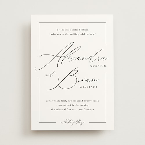 This is a alabaster wedding invitations with standard by Liz Conley called love story printing on signature in standard