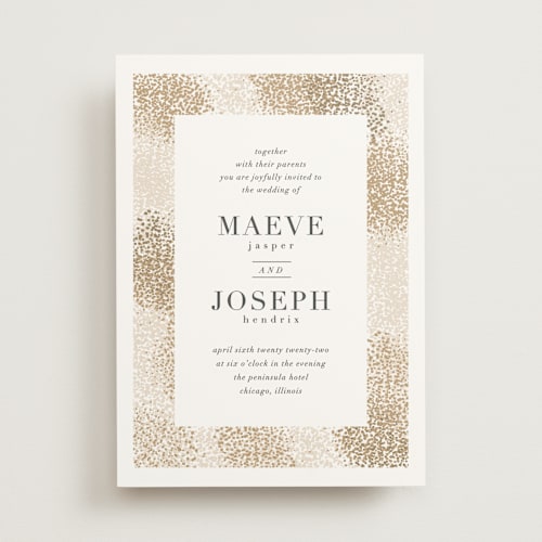 This is a champagne wedding invitations with standard by lena barakat called organic dots printing on signature in standard