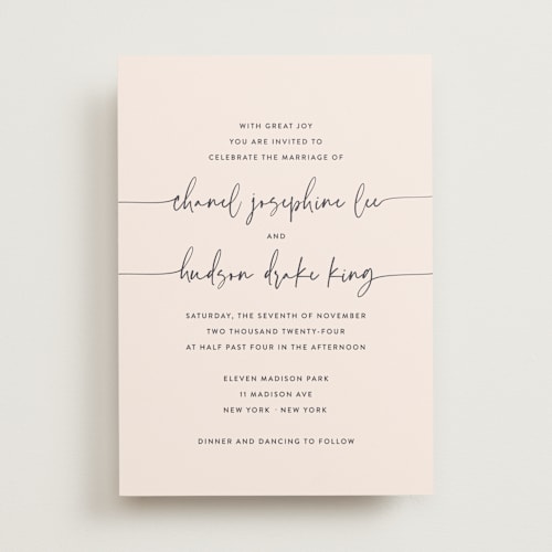 This is a tickled wedding invitations with standard by Design Lotus called madison ave printing on signature in standard