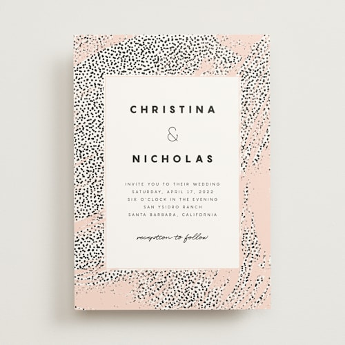 This is a blush wedding invitations with standard by Emily Sabol Goss called textured dots printing on signature in standard