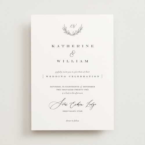 This is a ivory wedding invitations with standard by Eric Clegg called ridgeline printing on signature in standard