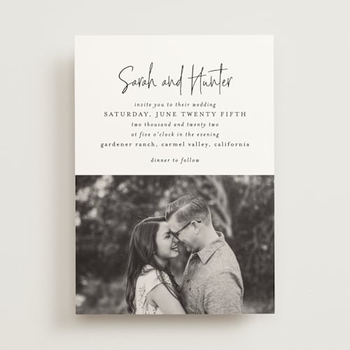 This is a coal wedding invitations with standard by Mansi Verma called eloquent printing on signature in standard